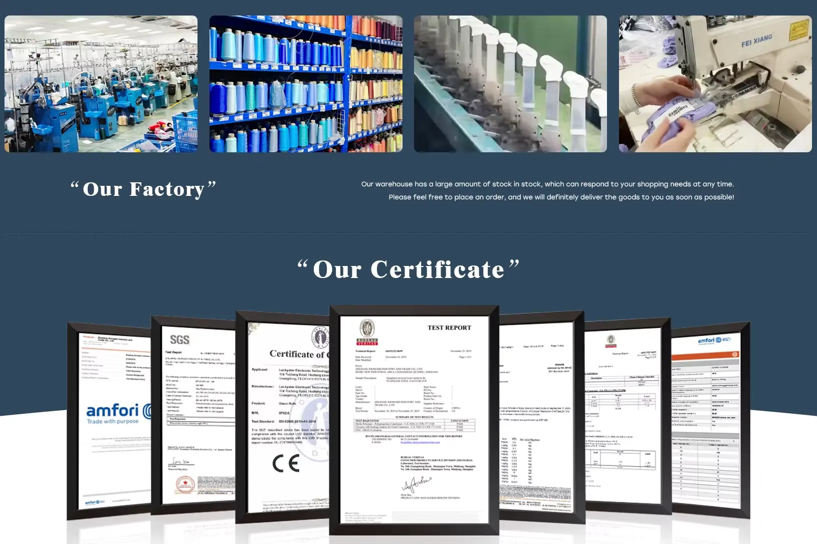 Certification and testing references for custom socks