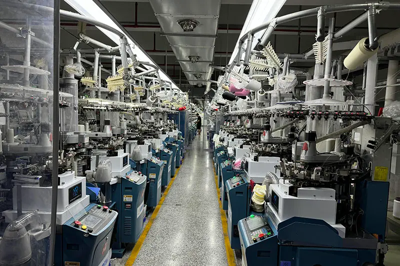 Custom sock production area in Sockswise factory