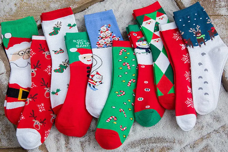 Christmas sock sample check for pattern logo material and packaging