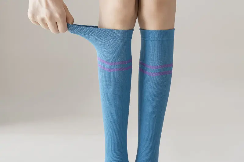 Compression sock structure review for stretch logo size and packaging