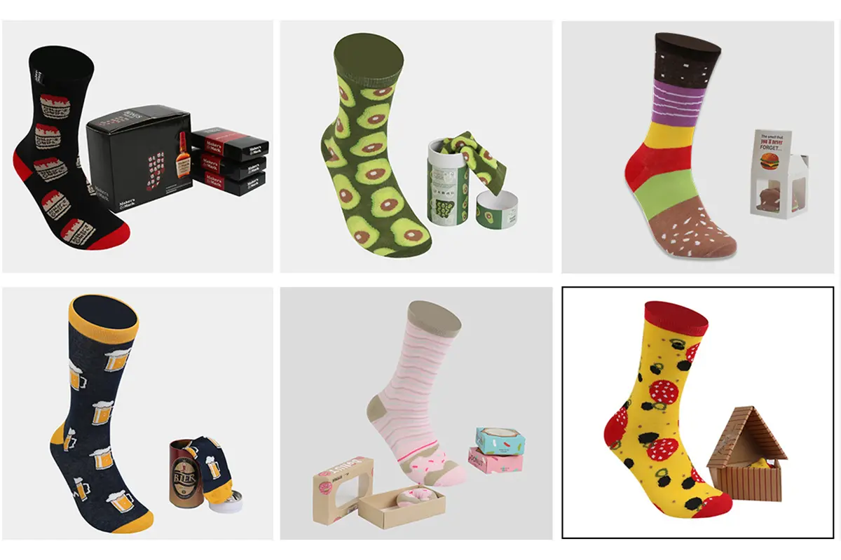 Corporate gift socks with company logo and branded packaging
