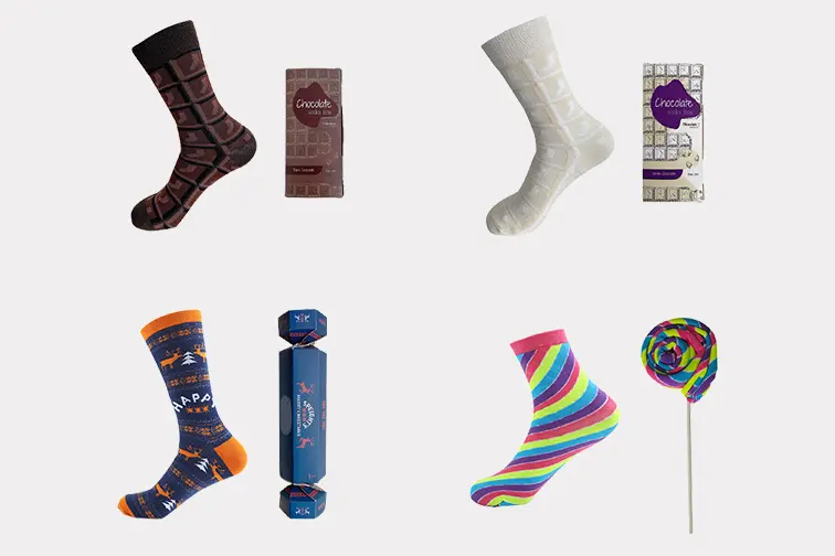 Employee gift socks with simple company branding
