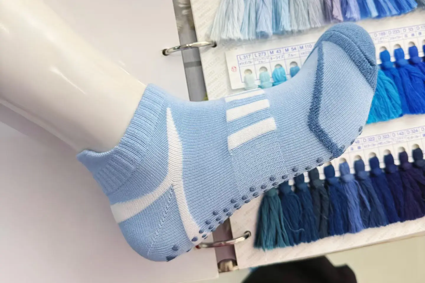 Grip sock sample check for silicone sole grip fit logo and packaging
