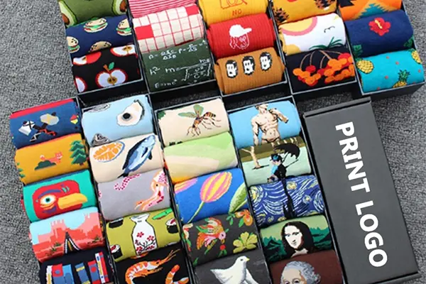 Private label retail sock case with packaging and brand labels