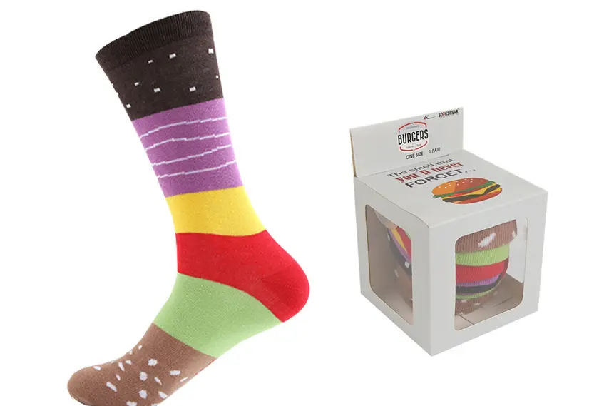 Custom burger socks with hamburger pattern design