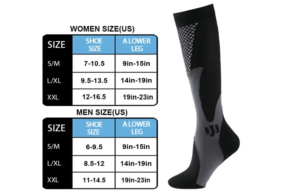 Custom compression sock size planning for foot size calf fit and mixed size orders