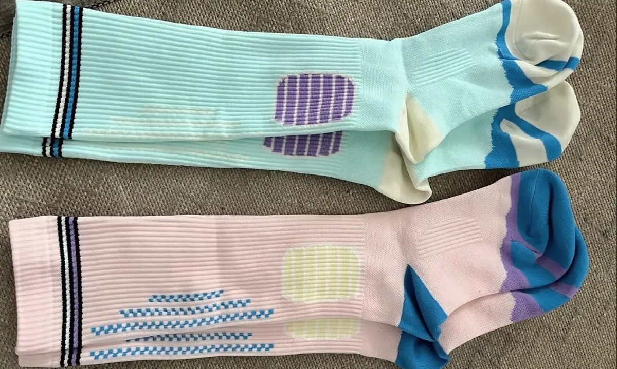Custom compression sock samples for checking length fit materials and size direction