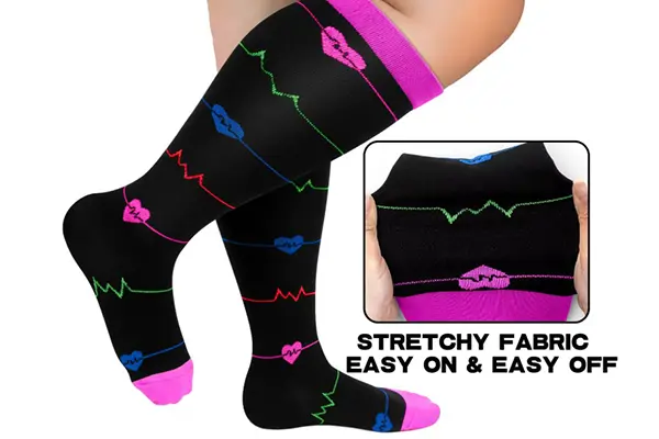 Custom wellness retail compression socks with calm colors and clean packaging