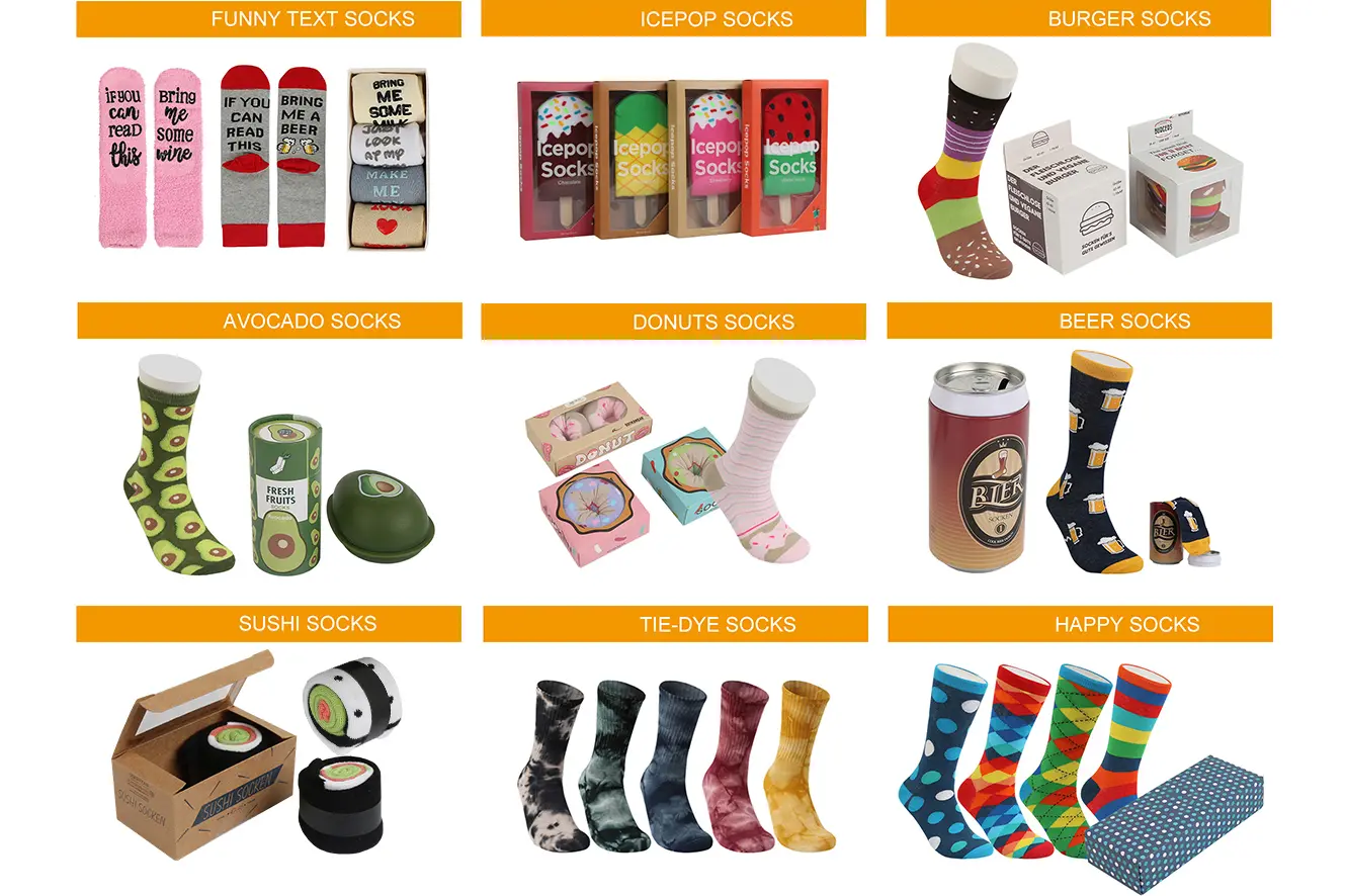 Custom crew sock packaging with paper bands hang tags bags boxes and multi pair packs