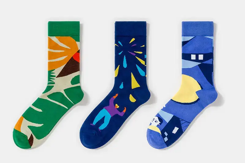 Jacquard crew socks with knitted logo and pattern details