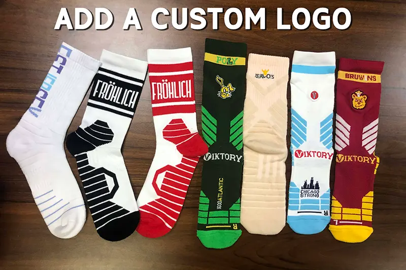 Custom logo sock samples for checking size color and placement