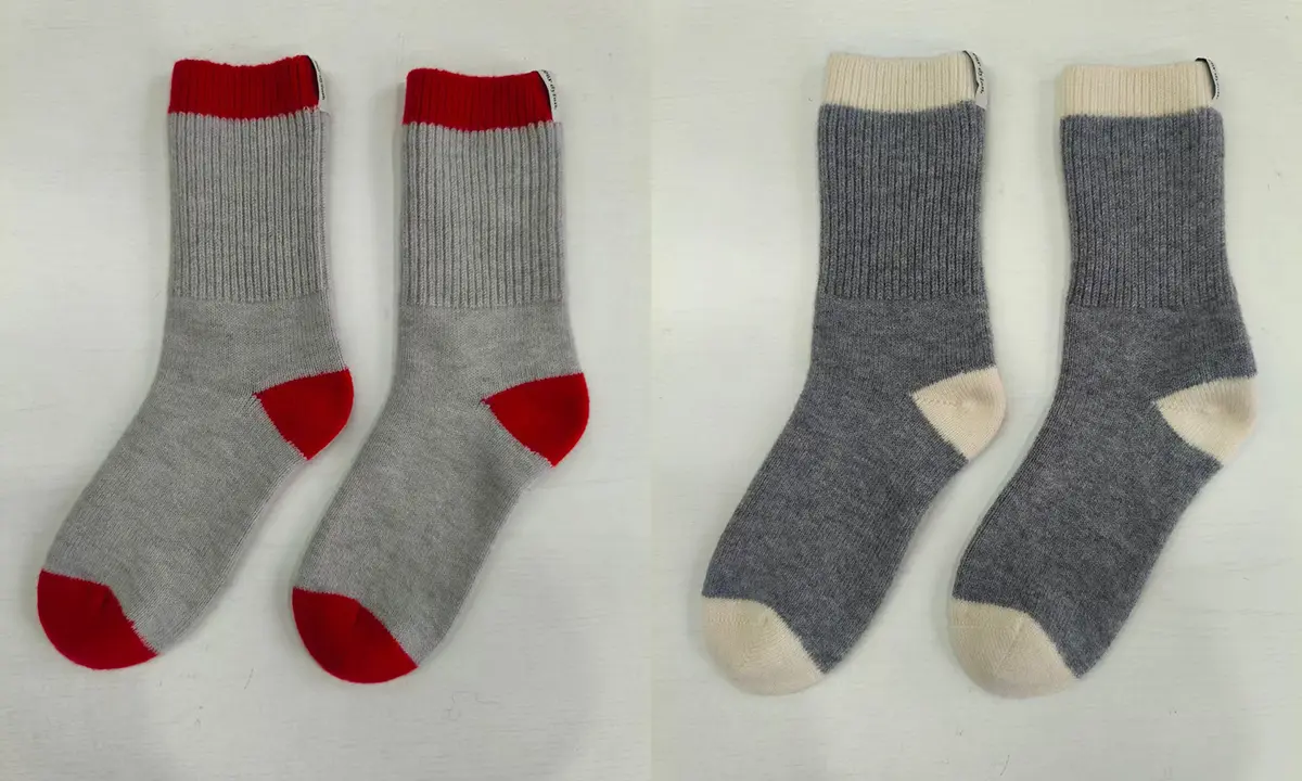 Custom merino wool sock samples for checking thickness cushion and color