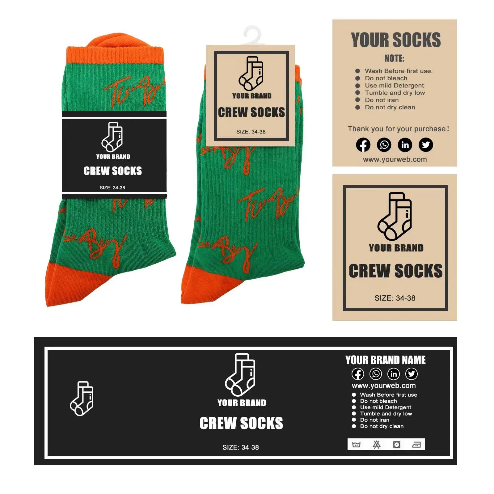 Logo detail on custom knitted socks