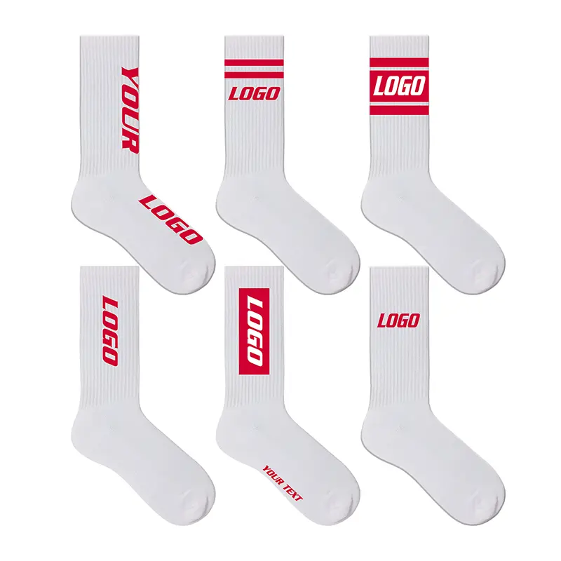 Custom logo socks with brand logo on cuff