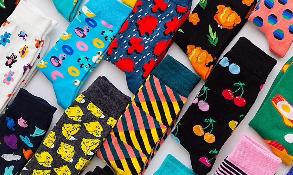 Custom promotional sock samples for checking colors patterns and packaging