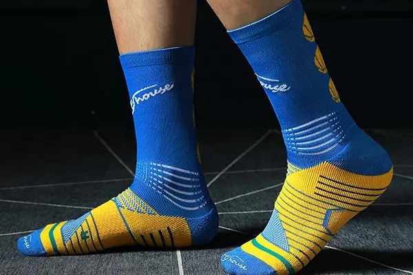 Custom basketball socks with bold team colors and athletic fit