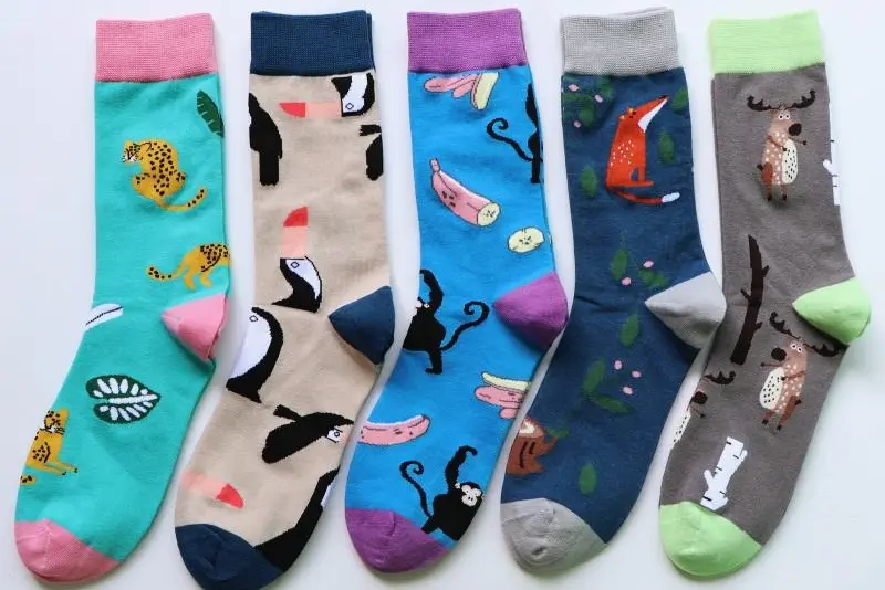 Custom sock colors and pattern options with stripes color blocks repeat patterns and seasonal artwork