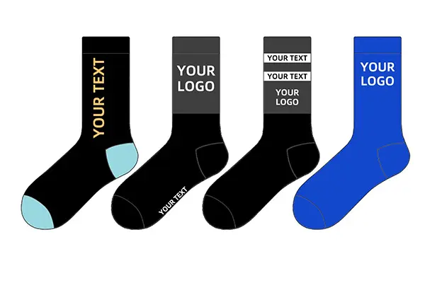 Logo placement on custom socks
