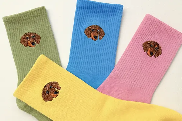 Embroidered icon on custom socks