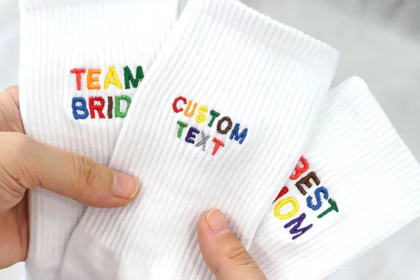 Embroidered logo on custom socks