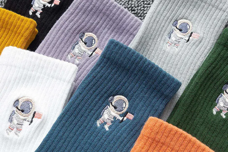 Side embroidery on custom socks