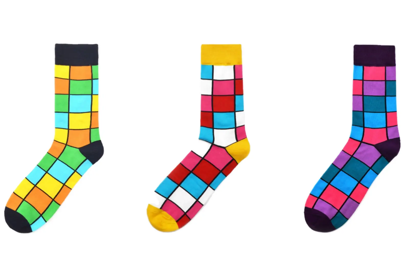 Jacquard color block socks