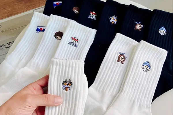 Side logo placement on custom socks