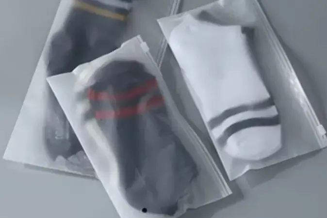 Individual sock poly bag packaging
