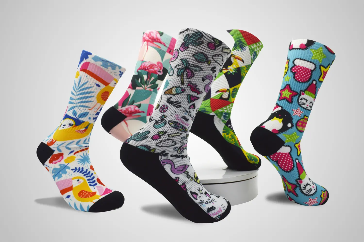 Reviewing printed sock sample color coverage artwork scale and stretch effect