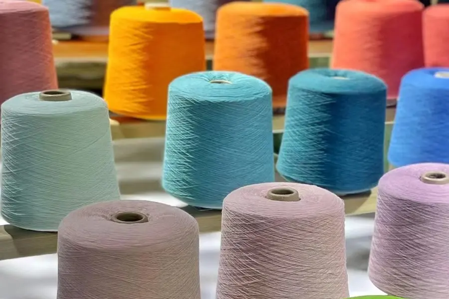 Custom sock material swatches with cotton bamboo wool polyester nylon and recycled yarns