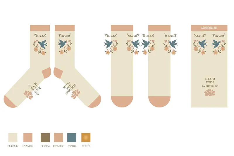Custom sock project details including logo material size and packaging notes