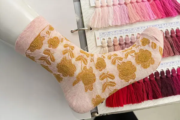 Finished custom socks prepared for inspection