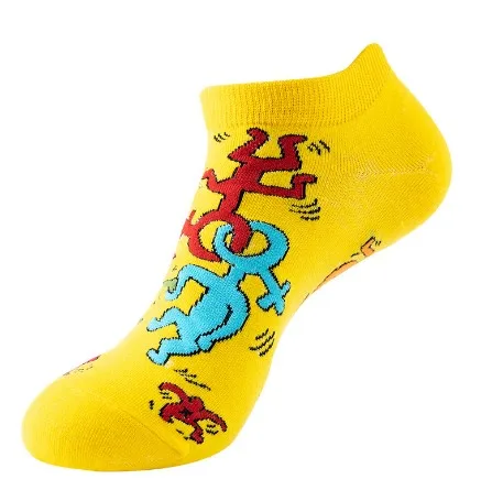 Custom lifestyle ankle socks with simple pattern and brand color layout