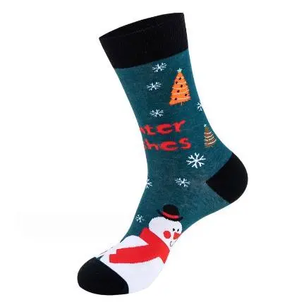 Crew holiday socks with yarn color and gift packaging details