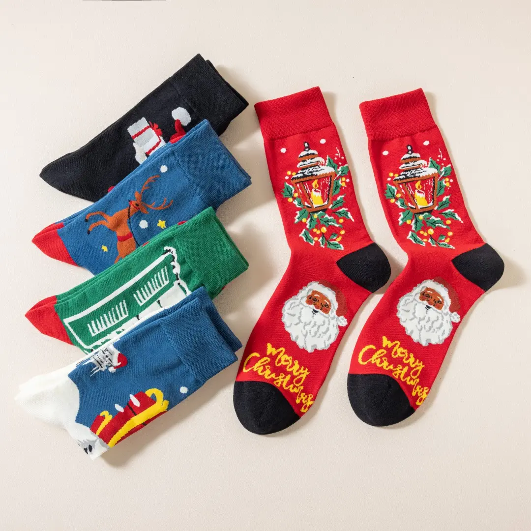 Custom dress Christmas socks for office gifts client gifts and corporate holiday programs