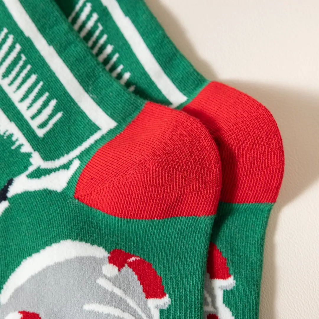 Corporate holiday dress socks with subtle festive logo detail
