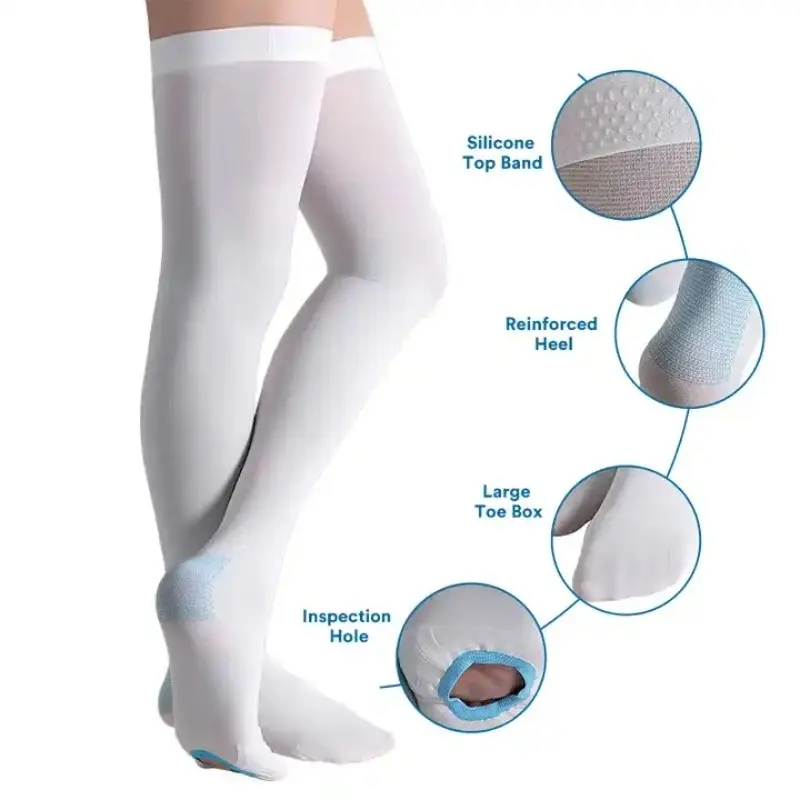 Knee high compression-style socks with custom color sizing and branding options