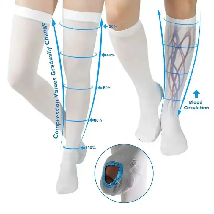 Custom knee high compression socks with calf coverage and logo placement