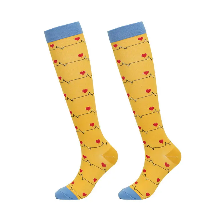 Custom travel socks with compression-style fit and simple logo placement