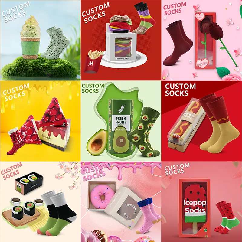 Custom retail crew socks with branded packaging and size labels