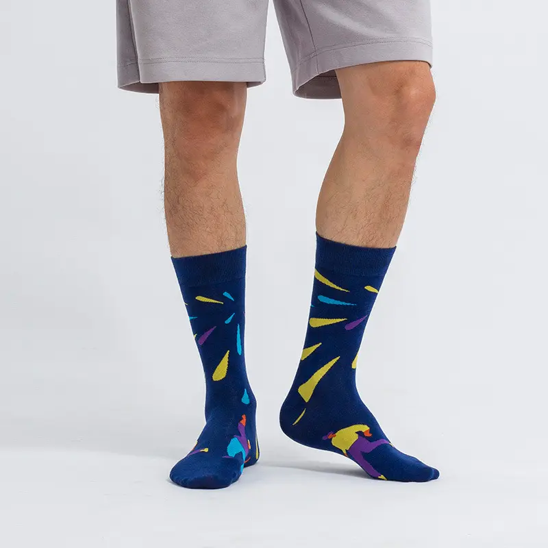 Crew socks with cuff stripes and custom color layout