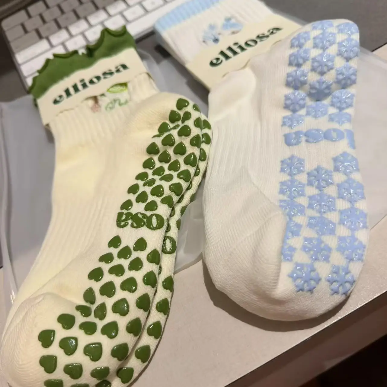 Custom Pilates socks with logo and color options for studios