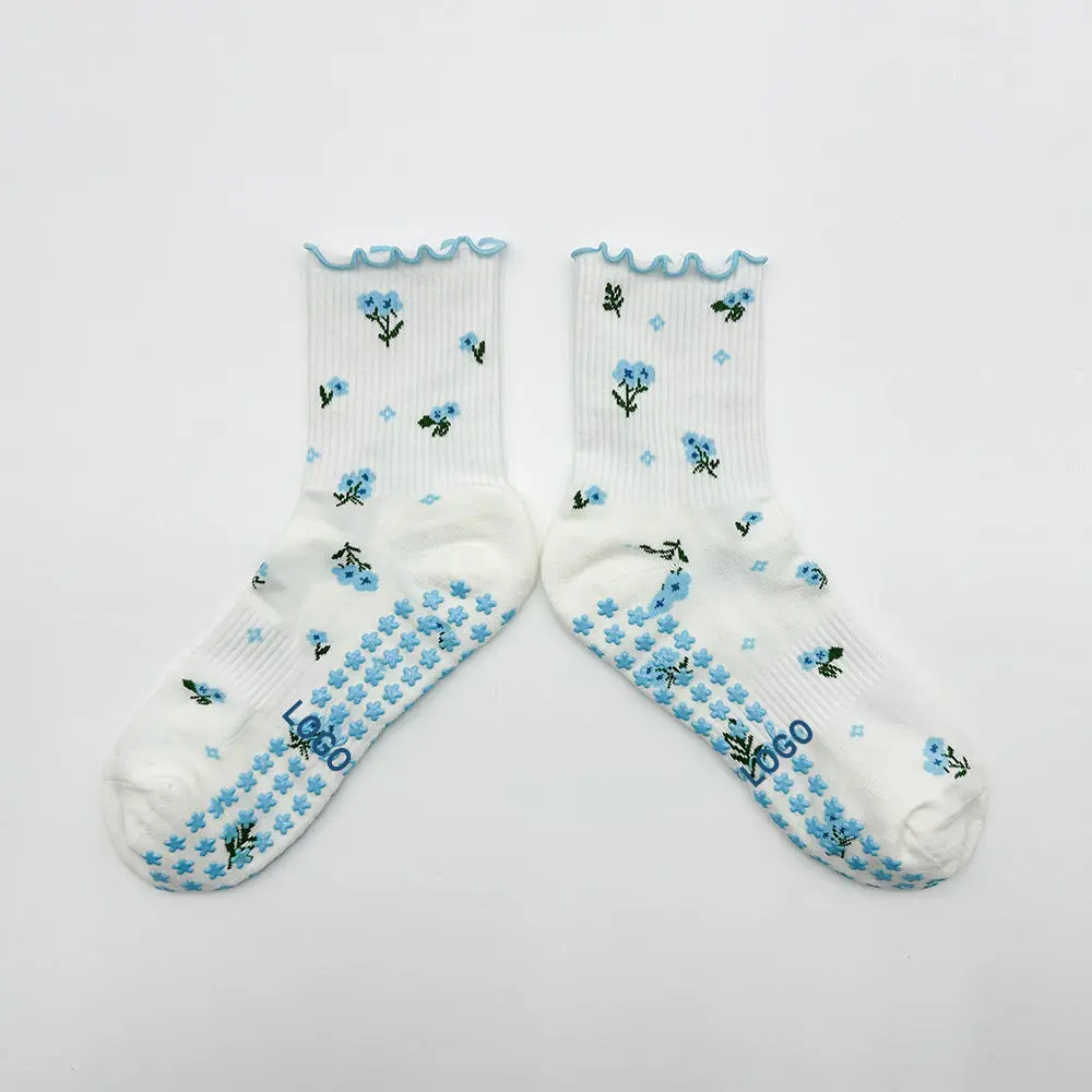 Custom studio grip socks for yoga Pilates fitness and wellness programs