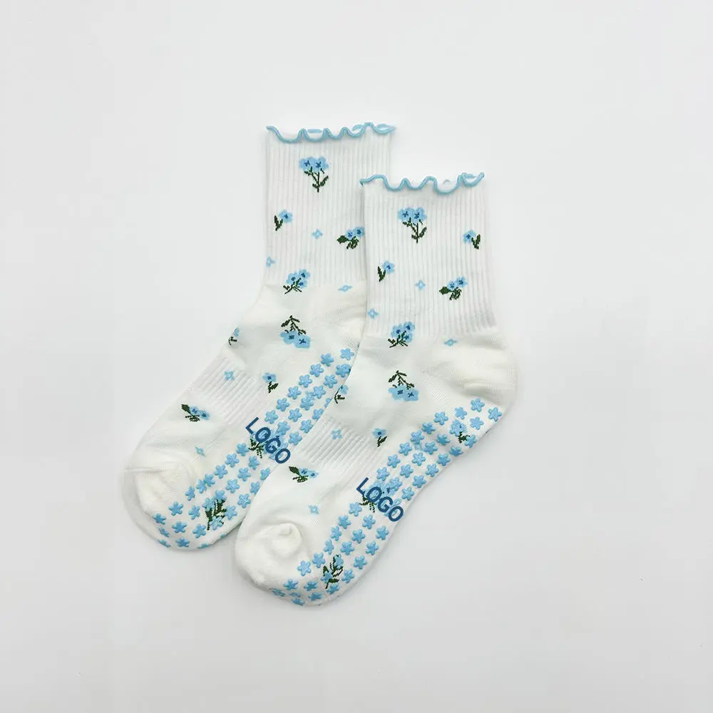 Custom studio socks with silicone grip sole and brand logo placement