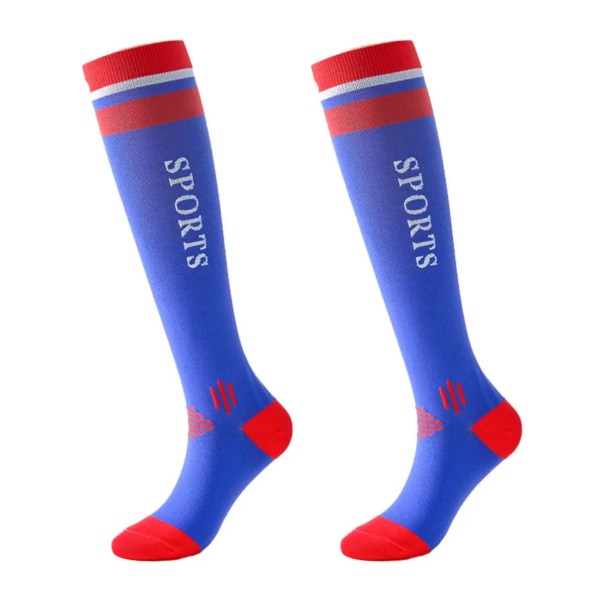 Custom knee high socks with team stripe layout