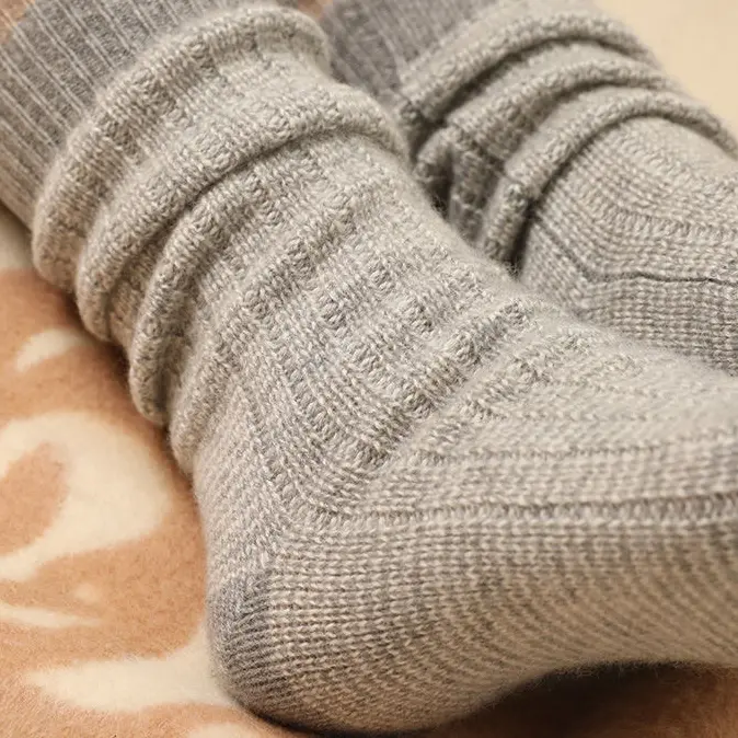 Merino wool blend yarn detail for winter sock production