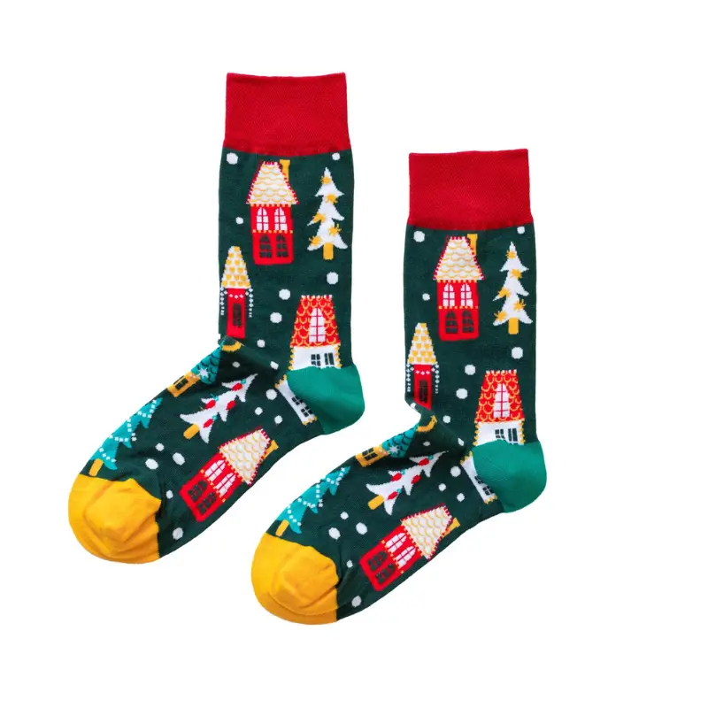 Yarn and pattern detail for custom Christmas promotional socks