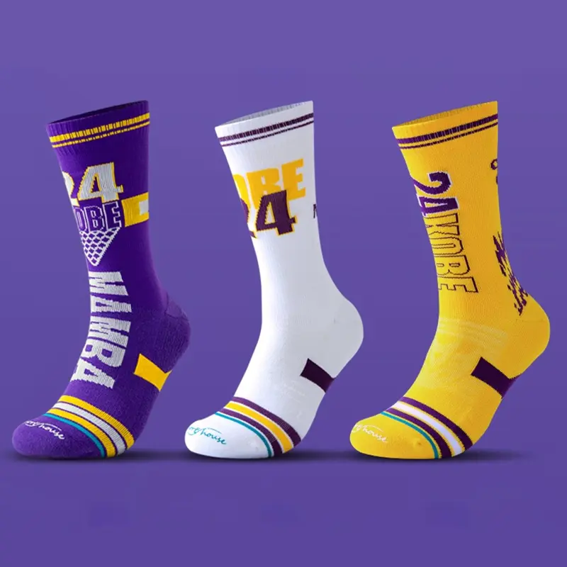 Custom basketball socks with bold colors logo and crew sock style